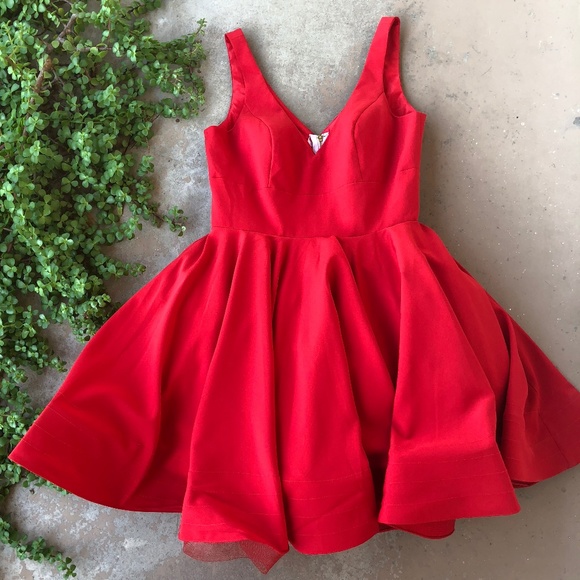 Ieena Mac Duggal Red Fit & Flare Cocktail Dress - Picture 1 of 4